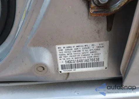 2001 Honda Accord 3.0 Lx из США, поврежденный, VIN 1HGCG16481A076636